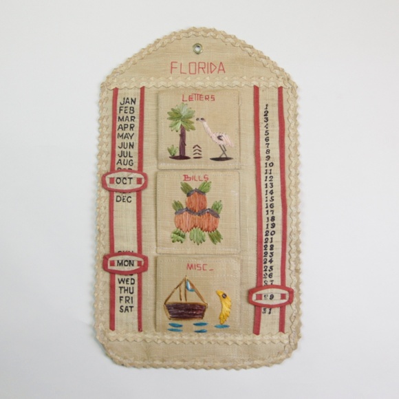 Vintage Office Florida Hand Woven Calendarmail Organizer Poshmark